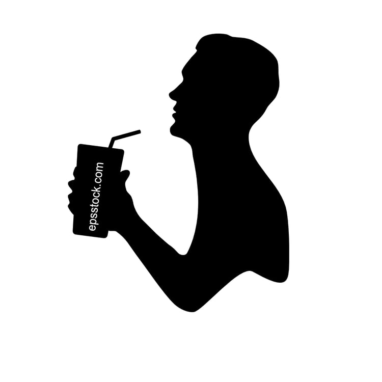 A man drinks a drink from a glass through a straw