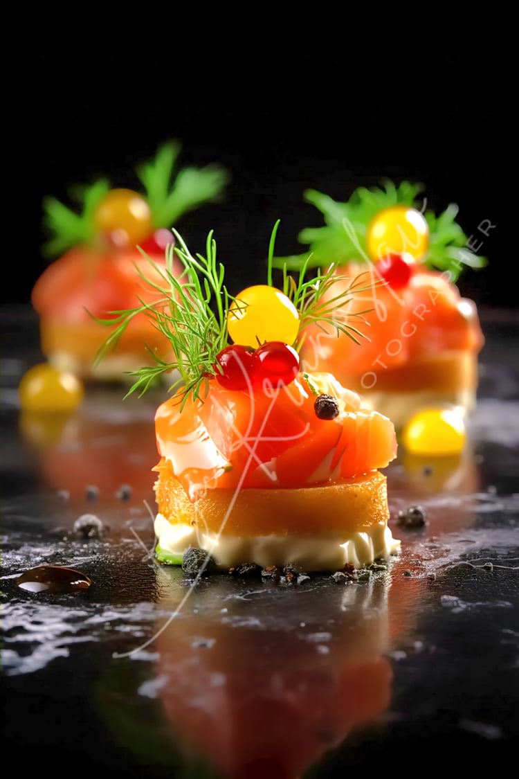 Gourmet Salmon Appetizers – Luxury Fine Dining Food Photography | Krunoslav Kezic