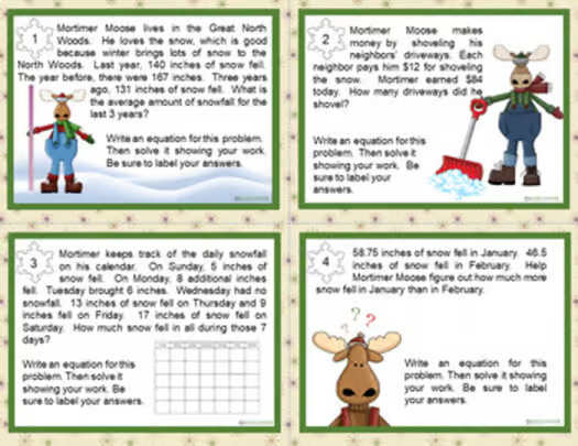 MATH WORD PROBLEM TASK CARDS: Story Problems, Math Journals