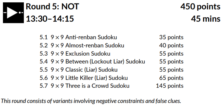 Round 5 List of Variants