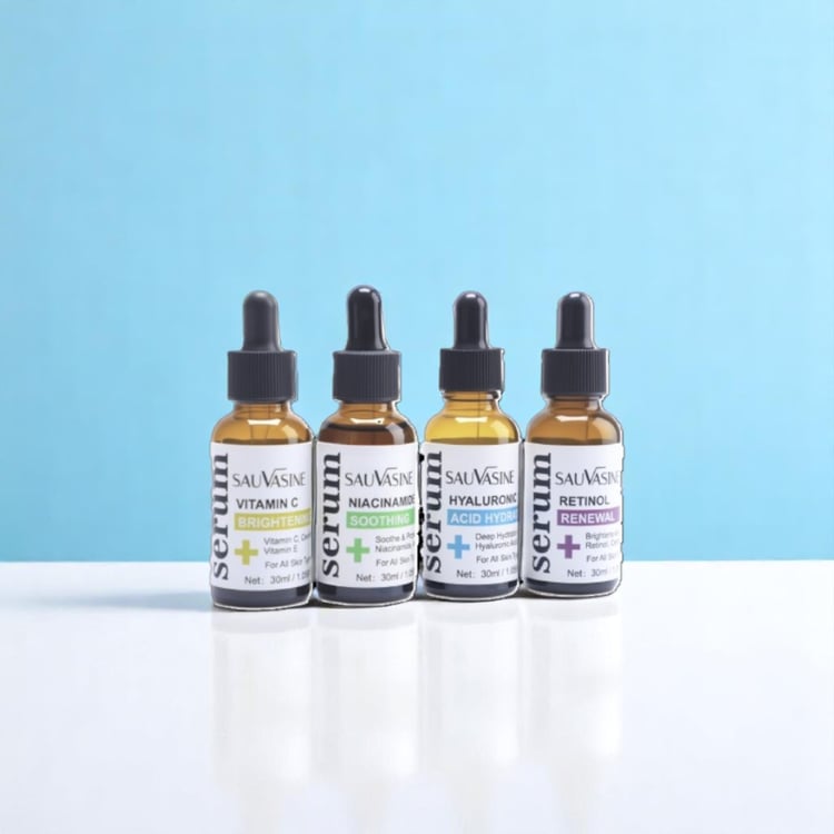 SAUVASINE 4-in-1 Facial Serum Set for brightening, soothing, hydration and skin renewal