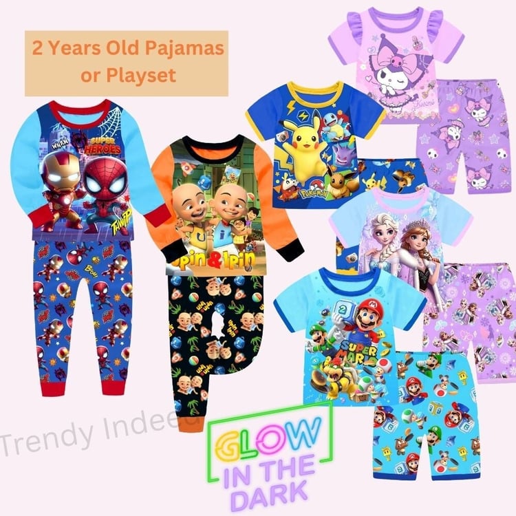Kids nighttime pajama set with glow print and comfy fabric