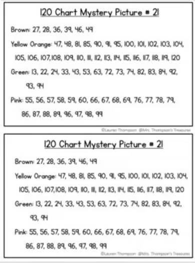 120 Chart Mystery Pictures Summer Math Pack