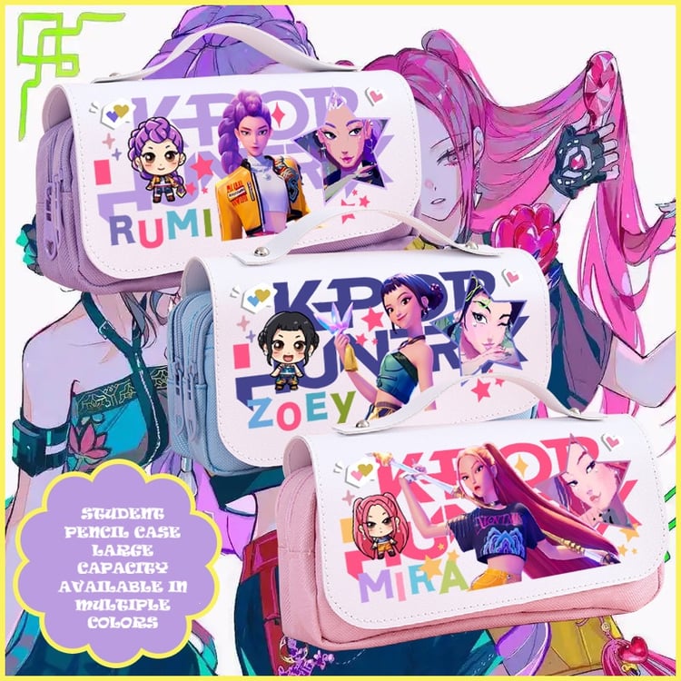 K-pop demon hunter inspired pencil case for students