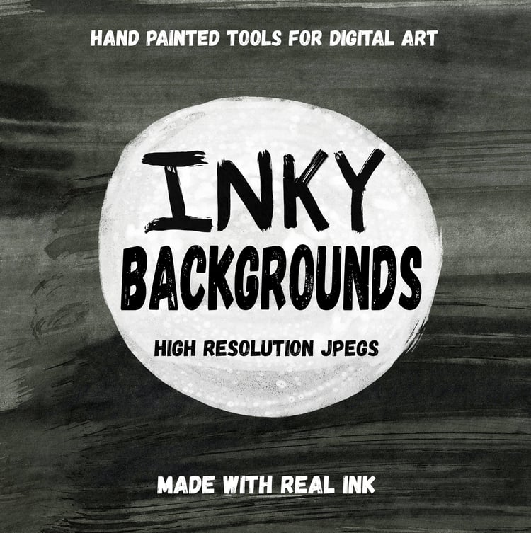 Hand Painted Tools for Digital Art. Made with Real INK. INKY STAMPS. INKY BACKGROUNDS. High Resolution JPEGS