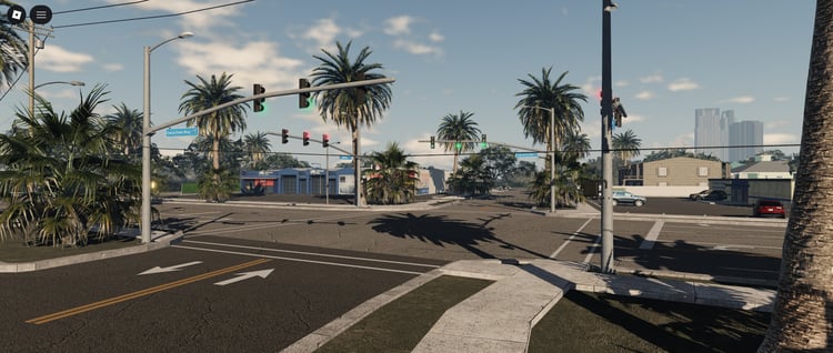 Large open roads in Florida Roblox map