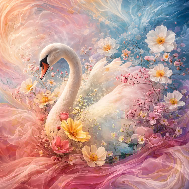 luxury branding template, swan floral art, feminine marketing graphic, rose gold branding, luxury call to action design, pastel floral ad template, high end digital art, elegant brand promotion, Pinterest marketing graphic, luxury social media template, p