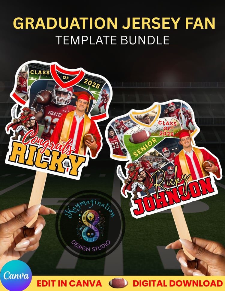 graduation template, senior 2026, class of 2026, graduation fan template, jersey fan template, sports graduation, senior night fan, photo fan template, canva graduation template, editable graduation, graduation printable, sports senior template, football 