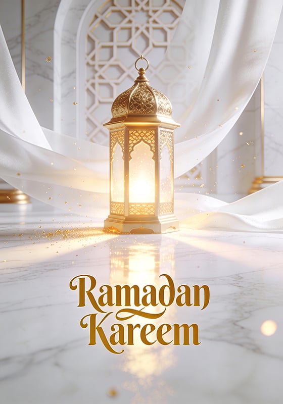 Free Ramadan Photo - Golden Ramadan Lantern with Light – Elegant Ramadan Kareem Greeting