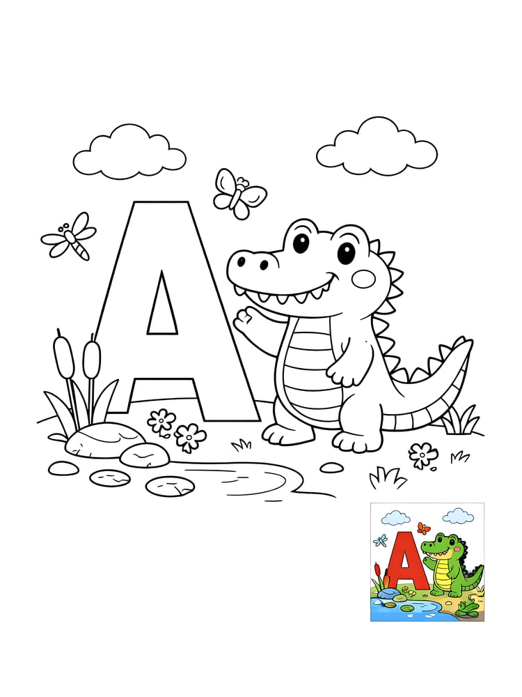 Learn letters & numbers while coloring! Perfect preschool activity, thick outlines, easy shapes, fun educational PDF for toddlers.
