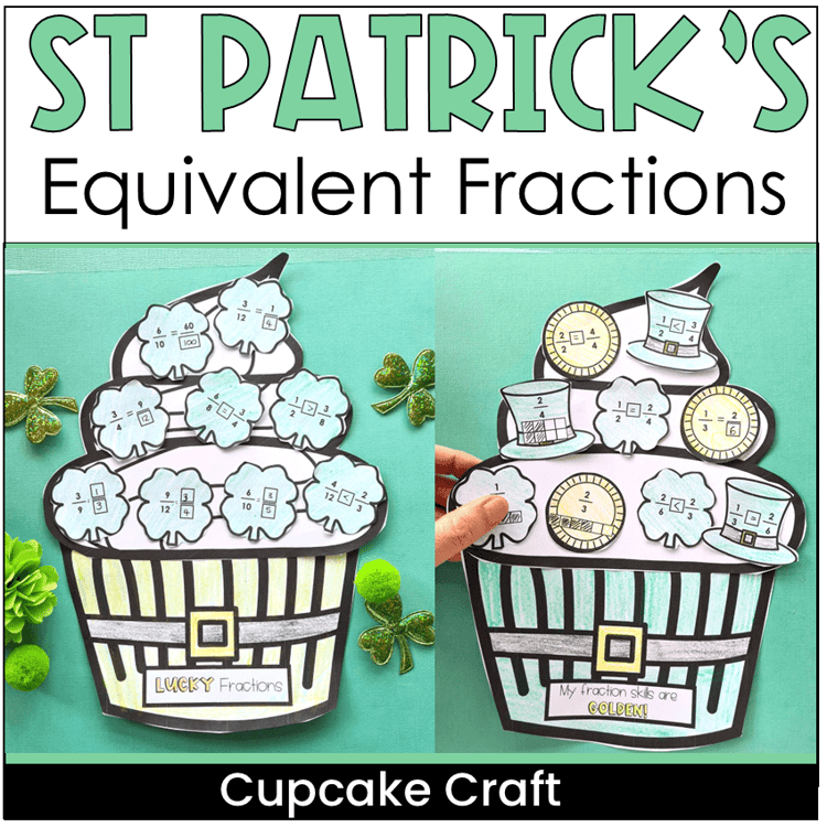 St Patricks Day equivalent fractions cupcake craft