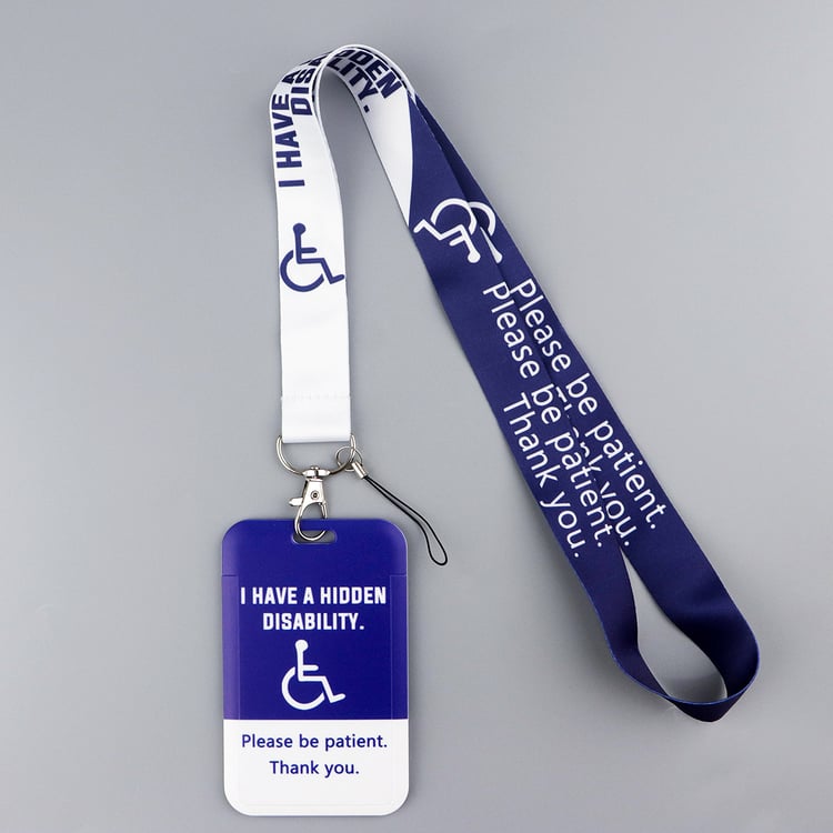 Hidden disability awareness lanyard with double-sided ID card holder