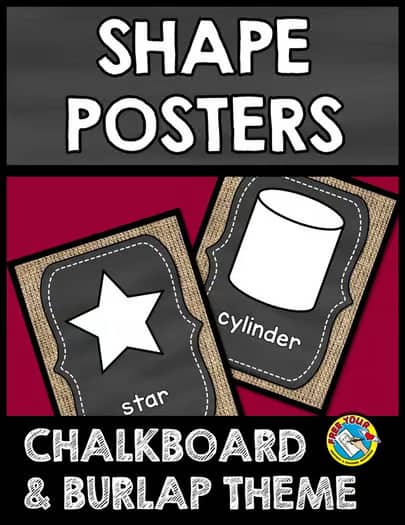 Chalkboard And Burlap Classroom Decor Shape Posters (2d Shapes And 3d Shapes)