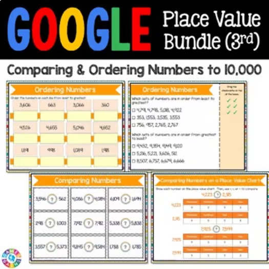 Place Value Worksheets Round Compare & Order Numbers Practice Review 3rd Grade