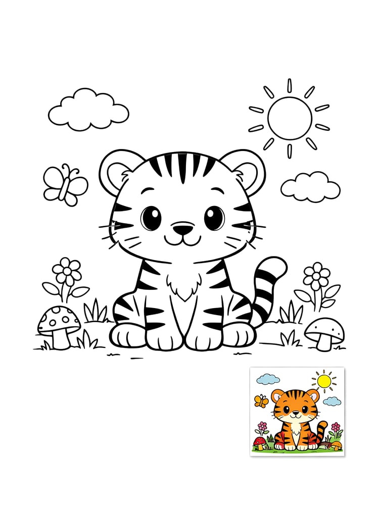 Toddler Jungle Coloring Pages – Large simple animals, thick outlines, easy for little hands. Fun printable activity for ages 2–4.