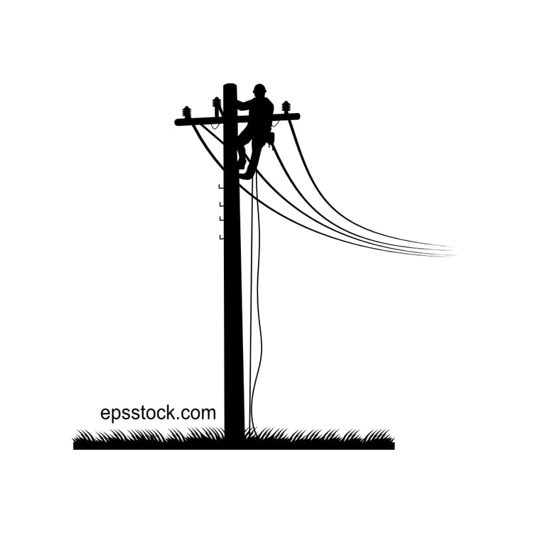 worker atop a utility pole