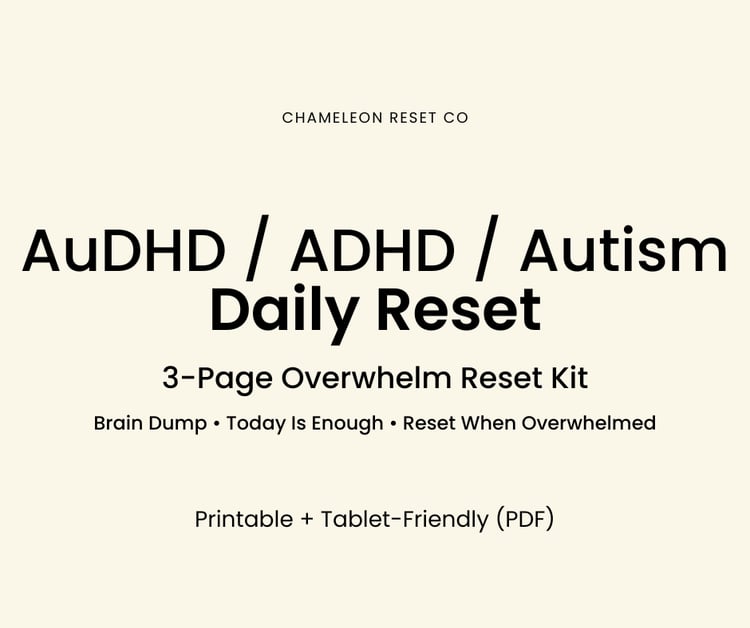 AuDHD ADHD Autism Daily Reset printable PDF cover