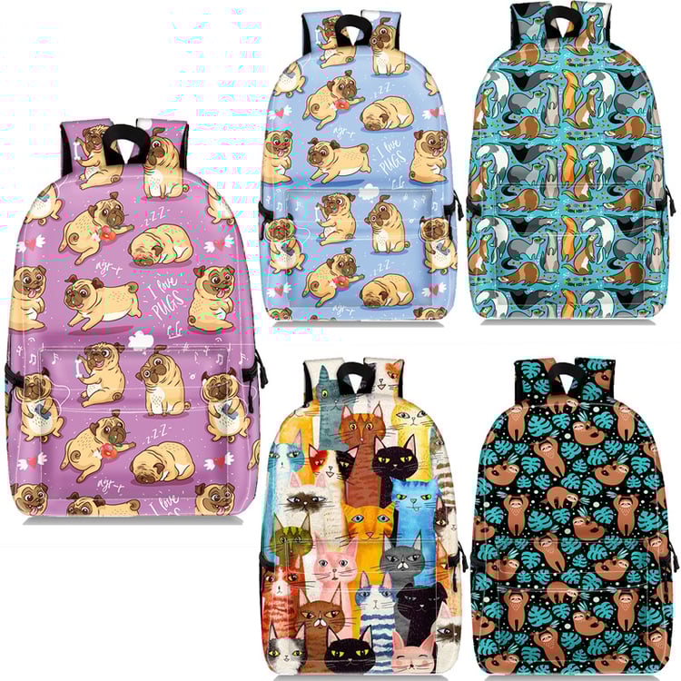 Cartoon animal print large capacity waterproof student backpack