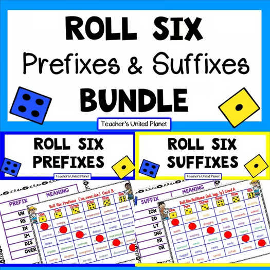 Prefix & Suffix Games/Activities - Roll Six - Science of Reading/OG + Easel