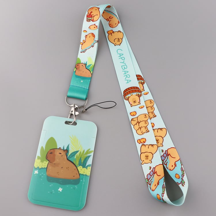 Capybara-inspired mobile phone strap with card holder