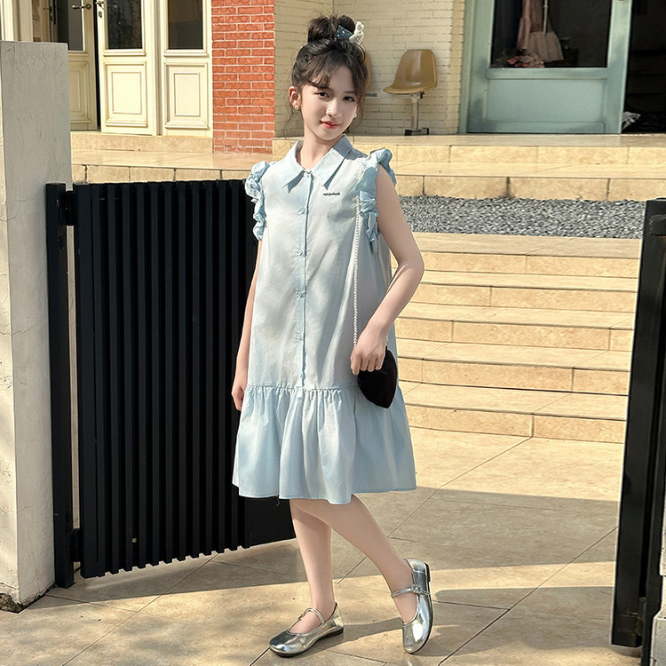 Girls preppy cotton dress for school and casual wear