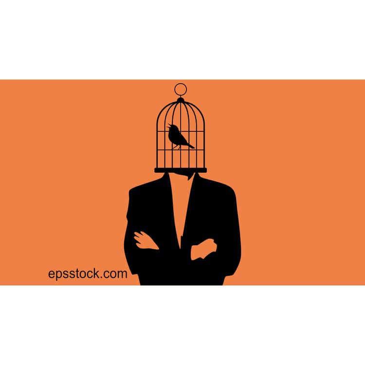 Man with a cage on his head