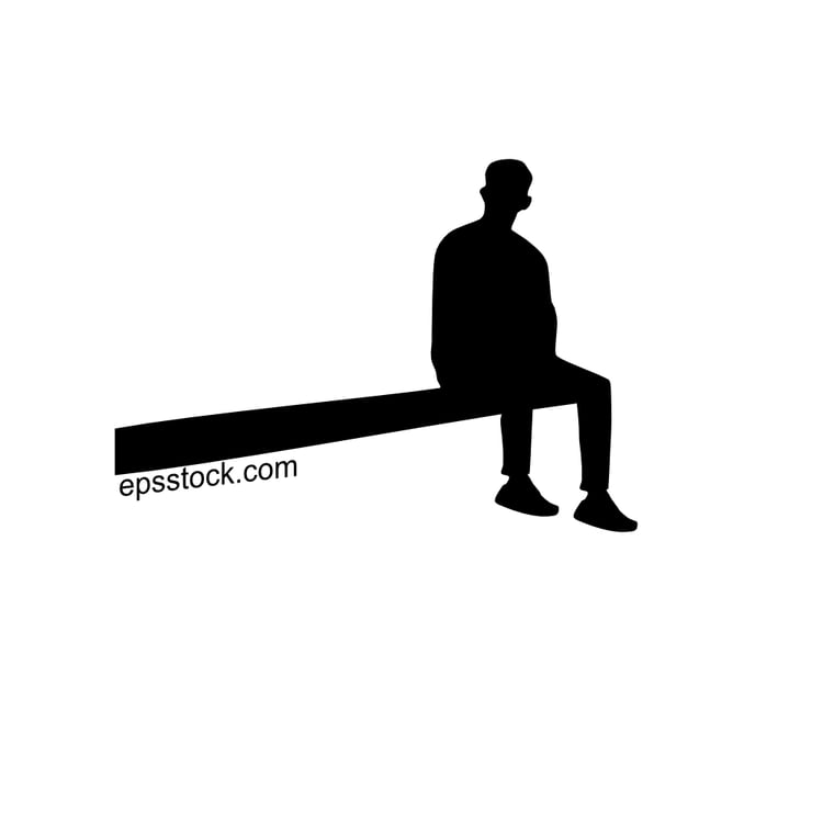A man sits on a board