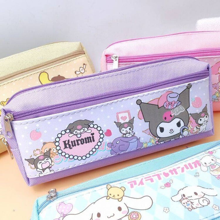 Sanrio-inspired pencil case with cute cartoon character styles