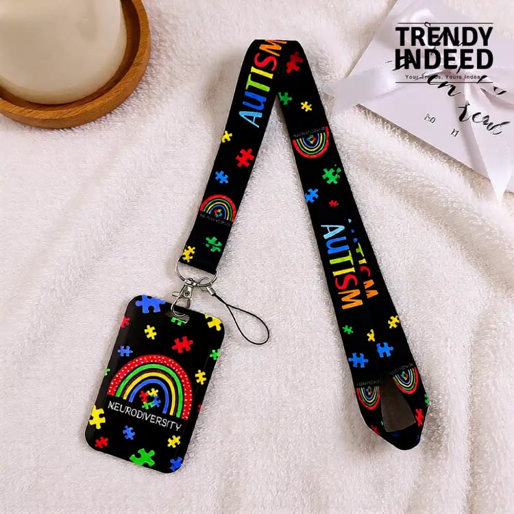 Autism awareness phone lanyard with buckle and puzzle design