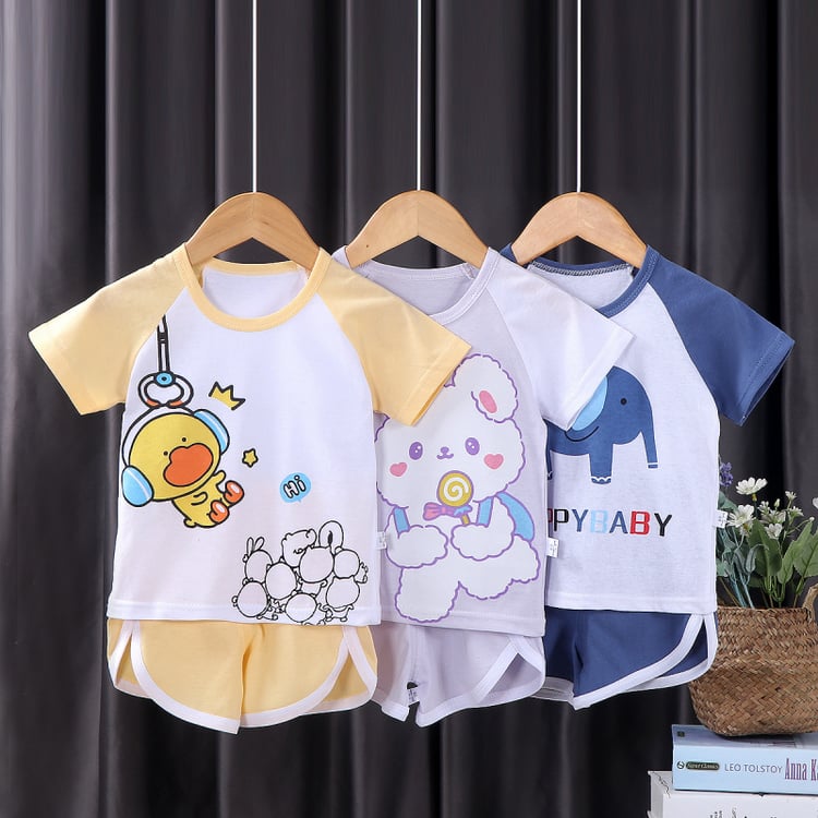 Adorable children short-sleeved Korean cotton outfit with cute prints