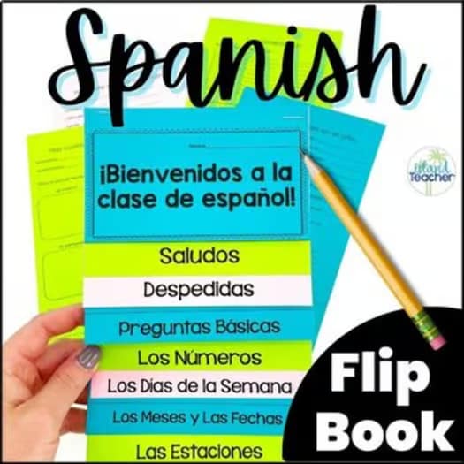 Spanish Back to School Activity Greetings Introductions Numbers Flip Book