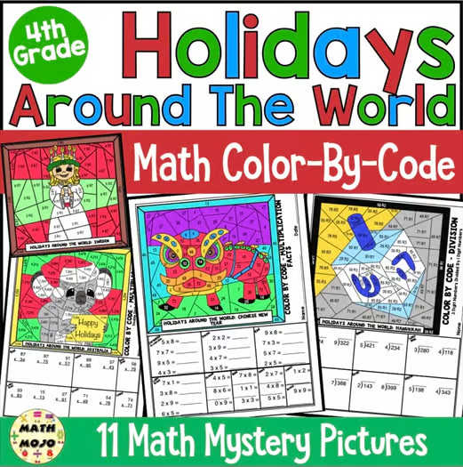 Holiday Activities: 4th Grade Math Holidays Around The World Color By Number