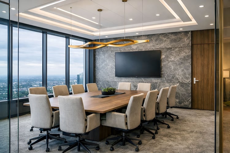 luxury office interior, executive boardroom design, glass meeting room, corporate office design, modern workspace interior, luxury commercial interior, walnut office design, marble feature wall, CEO office inspiration, high end office interior, architectu