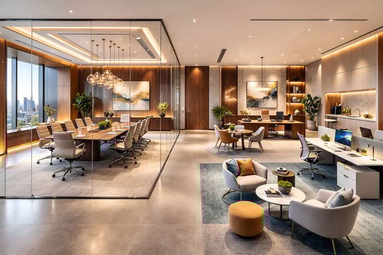 luxury office interior, executive boardroom design, glass meeting room, corporate office design, modern workspace interior, luxury commercial interior, walnut office design, marble feature wall, CEO office inspiration, high end office interior, architectu