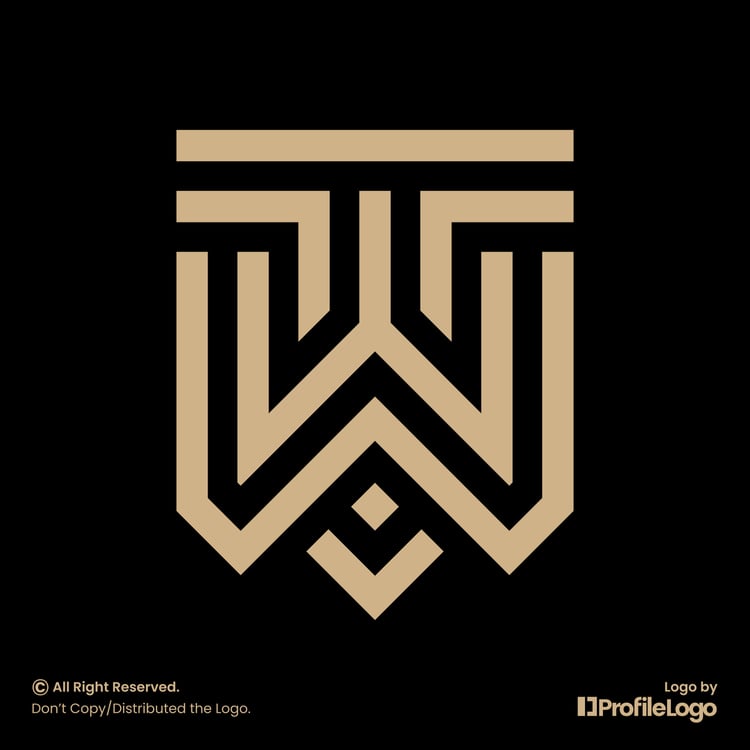 Luxury line initial letter TW or WT logo
