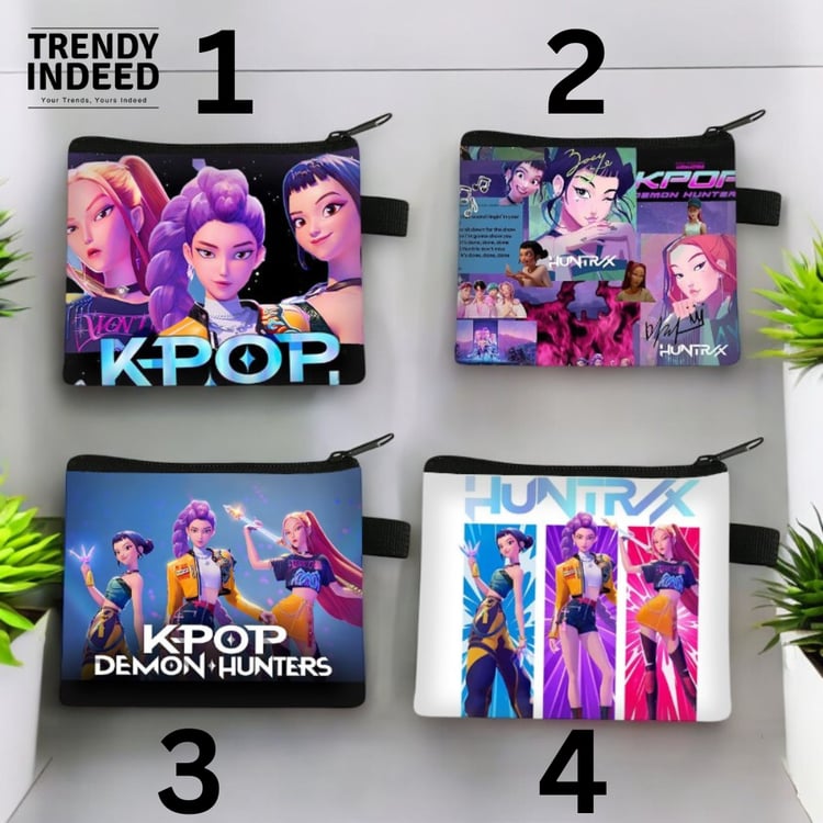 Polyester coin and card wallet with stylish K-pop demon hunter artwork