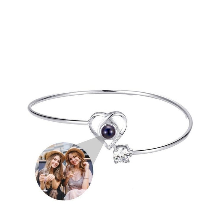Personalised heart photo projection bangle bracelet custom memory gift BC1HRTPB5