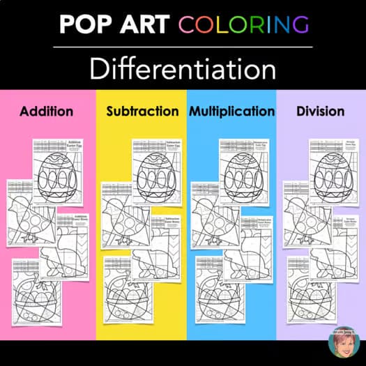 Easter Math Activity | Easter-themed Math Fact Coloring Pages