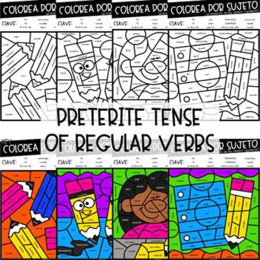 Regular Preterite Verbs Spanish Verb Conjugation Coloring Emergency Sub Plan