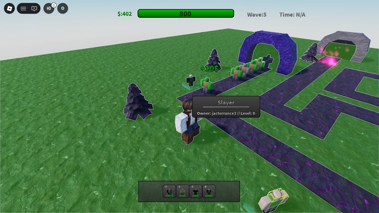Wave based tower defense gameplay Roblox