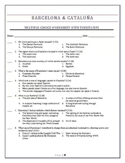 DISTANCE BUNDLE Spanish Culture Worksheets: Rick Steves Barcelona and Cataluña