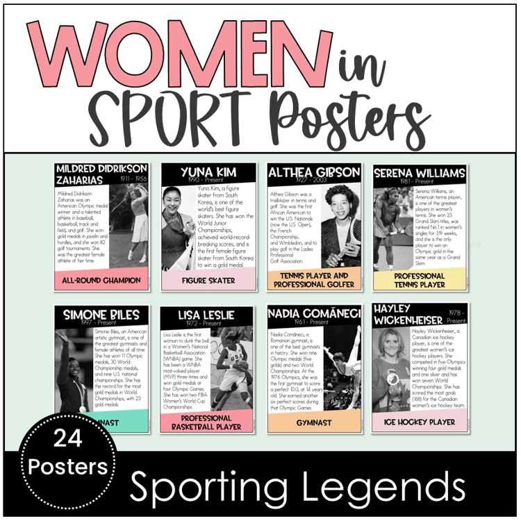 Women in sport posters of sporting legends