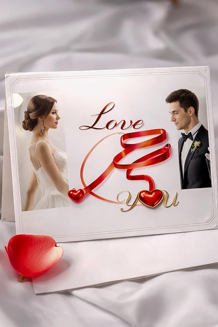 Luxury 3D gold “Love” script with red glossy spiral ribbon and glowing heart accents. High-end romantic artwork inspired by fine jewelry aesthetics. Perfect for wedding invitations, Valentine’s Day designs, anniversary prints, engagement announcements, an