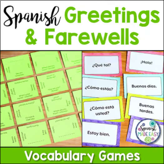 Saludos y Despedidas Spanish Greetings and Farewells Vocabulary Bundle