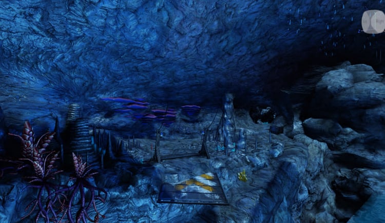 Sci fi underground cavern exploration map Roblox