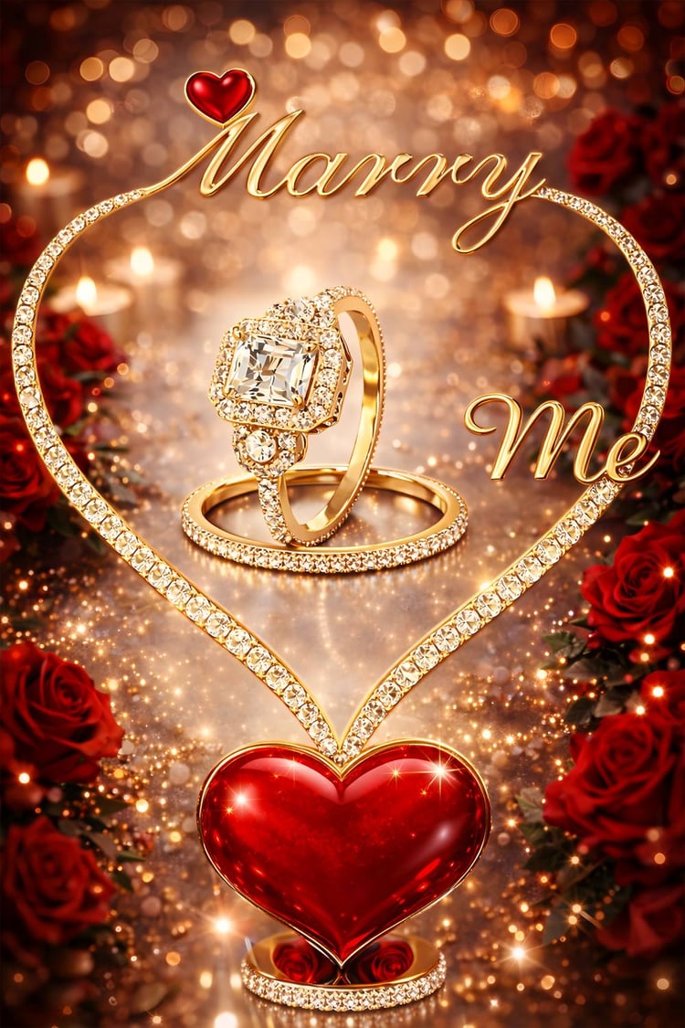 marry me wall art, engagement ring printable, proposal decor, romantic wall art, diamond ring artwork, wedding wall decor, valentines day printable, anniversary gift art, luxury love art, gold heart decor, romantic bedroom art, proposal announcement art,