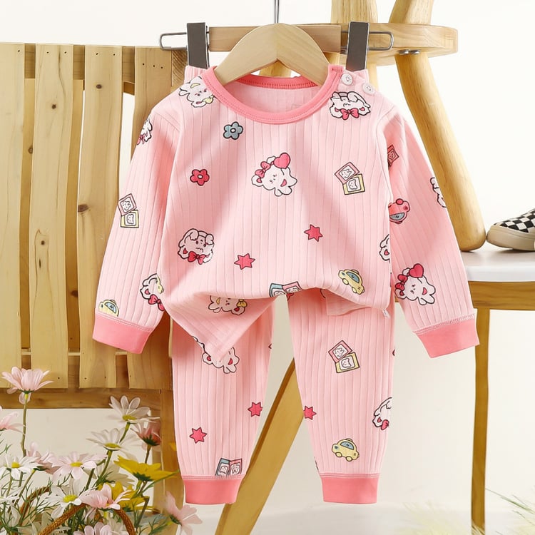 Pure cotton kids pajamas set soft autumn sleepwear for boys and girls