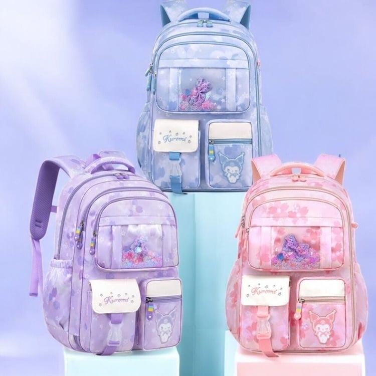 Kuromi style kids backpack lightweight waterproof primary school bag