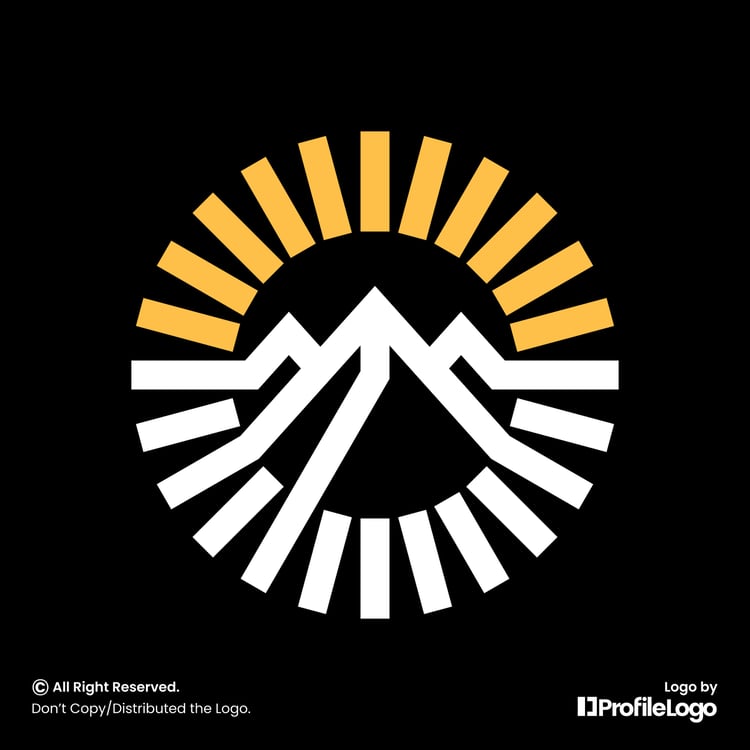 Geometric line sun mountain logo