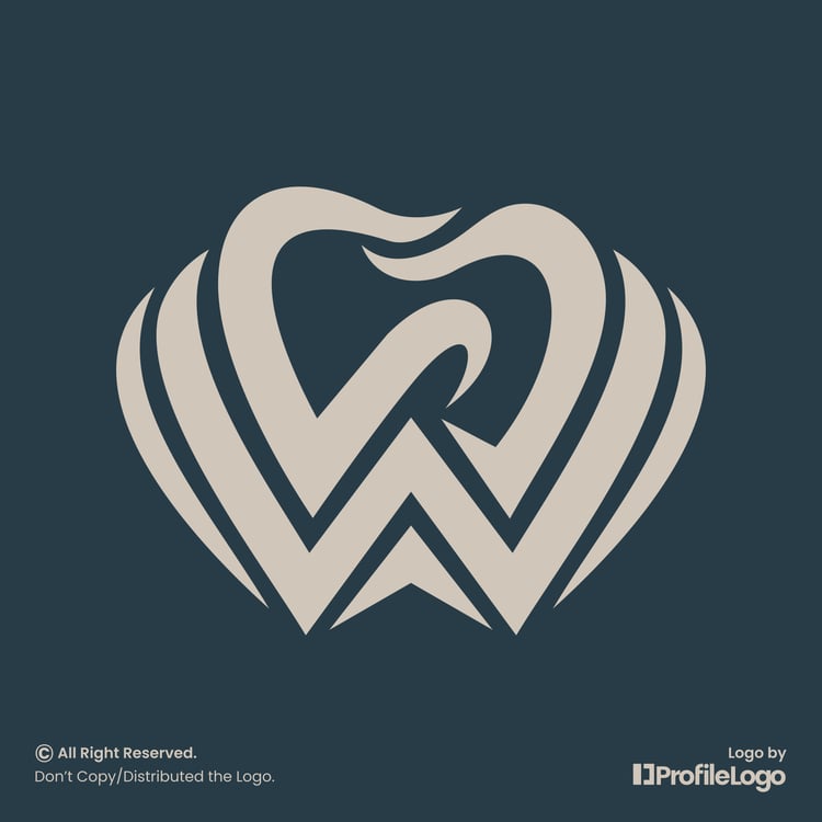 Luxury dental tooth letter W logo